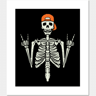 Rocker Skeleton Cap Skater Halloween Hand Rock Men Boys Posters and Art